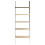 5-Tier Leaning Shelf Light Brown and Black 64x34x185.5 cm 336376