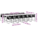 13 Piece Garden Dining Set Black Poly Rattan 3295052