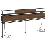 Storage Headboard with Shelf Brown oak 200 cm Engineered wood 859664