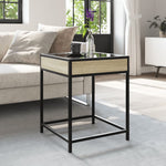 ZNTS Coffee Table with Infinity LED Sonoma Oak 40x40x51 cm 847673