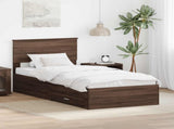 Bed Frame Brown Oak and Silver 75 x 190 cm Engineered Wood 3408332
