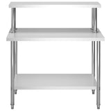 ZNTS Kitchen Work Table with Overshelf 120x60x120 cm Stainless Steel 3054468