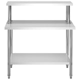 Kitchen Work Table with Overshelf 120x60x120 cm Stainless Steel 3054468