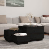 Storage Boxes with Lids 3 pcs Black Solid Wood Pine 818249