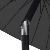 Garden Parasol Black Polyester, Aluminium Medium Retractable 47310