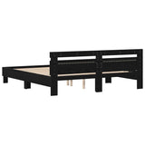 Bed Frame with Headboard Black oak 200 x 200 cm Engineered wood 3333935