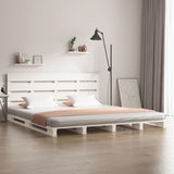 Bed Frame without Mattress White 135x190 cm Double Solid Wood Pine 3120163
