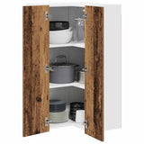 Hanging Cabinet with Door Old Wood and White 57 x 57 x 100 cm 884376