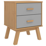 Bedside Cabinet OLDEN Grey and Brown Solid Wood Pine 358583