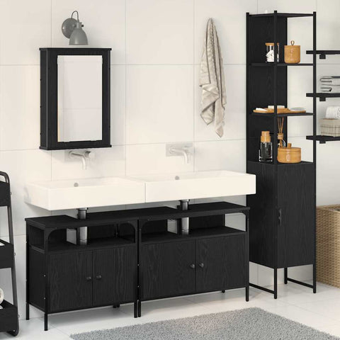 Bathroom Furniture Set 4 pcs Black oak 33 x 33 x 185.5 cm 3334421