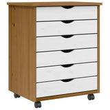 Rolling Cabinet with Drawers "MOSS" Honey Brown Solid Wood Pine 4015785