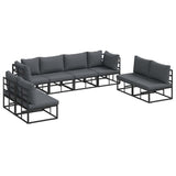 Garden Sofa Set with Cushion 8 pcs Black Aluminium 3378852
