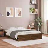 Bed Frame with Drawers without Mattress Brown Oak 140x200 cm 3207279