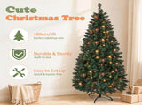 6FT Dark Green Pre-Lit Christmas Tree with Multicolor Lights, Pointed PVC, 629 Tips, 3-Section Auto 38519794