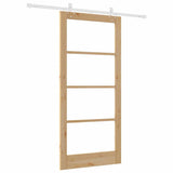 Sliding Door Natural 93 x 202 cm Solid Pine Wood and Glass 3332231