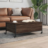 Coffee Table with Wheels Brown Oak 91x55x34 cm Engineered Wood 842300