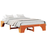 Bed Frame Wax Brown 135 x 190 cm Solid Pine Wood 872955