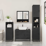 ZNTS 2 Piece Bathroom Furniture Set Black Engineered Wood 3300930