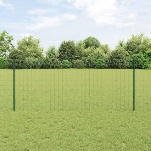 Fence with Posts Green 1 x 25 m Steel 3336022