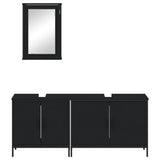 3 Piece Bathroom Furniture Set Black Engineered Wood 3214790