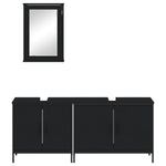 ZNTS 3 Piece Bathroom Furniture Set Black Engineered Wood 3214790
