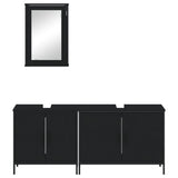 ZNTS 3 Piece Bathroom Furniture Set Black Engineered Wood 3214790