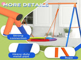 Metal Kids Swing Set Nest Swing Seat with A-Frame Structure for Outdoor Use - Multicoloured T3398P348089