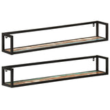 Wall Shelves 2 pcs 110x17x17 cm Solid Wood Reclaimed and Iron 353793