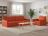 Sofa Set 2 pcs Red Orange Corduroy Fabric 3433259