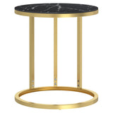 Side Table Gold and Black Marble 45 cm Tempered Glass 331663