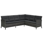ZNTS 4 Piece Garden Lounge Set with Cushions Poly Rattan Grey 48146