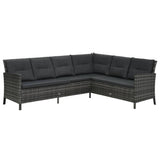 ZNTS 4 Piece Garden Lounge Set with Cushions Poly Rattan Grey 48146
