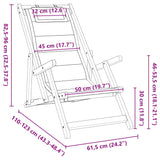 ZNTS Folding Beach Chair with Armrests Cream Acacia Wood & Textilene 4108067