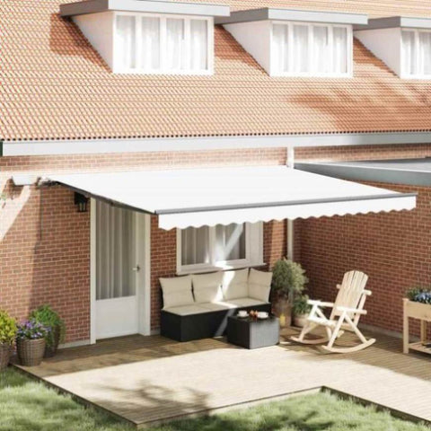 Retractable Awning Manual White 450 x 300 cm Fabric 3330988