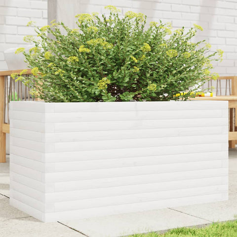 ZNTS Garden Planter White 90x40x46 cm Solid Wood Pine 3282445