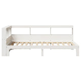 ZNTS Bookcase Bed without Mattress White 100x200 cm Solid Wood Pine 3324389