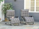 2pc Reclining Zero Gravity Sun Loungers ,Folding Chaise Lounge Chair with Cushions, Dark Grey T3398P318688