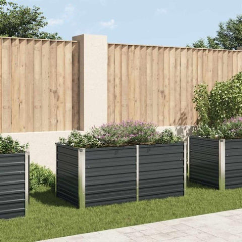 Raised Garden Bed Anthracite 160x80x77 cm Galvanised Steel 45722
