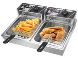 EH82 2500W 220-240V 12.7QT/12L Stainless Steel Double Cylinder Electric Fryer UK 08862124