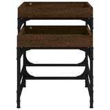 ZNTS Side Tables 2 pcs Brown Oak Engineered Wood 823286