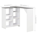 Bar Table with Moveable Shelf White 138x39x110 cm 280226