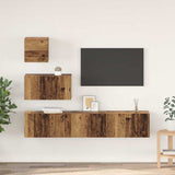 TV Cabinet Set Wall-mounted 4 pcs Old Wood Engineered Wood 3393435