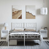 Metal Bed Frame without Mattress with Footboard White 135x190cm 355529