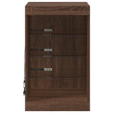 Sideboard with LED Lights Brown Oak 41x37x67 cm 836727