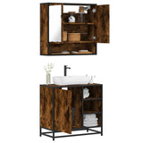 2 Piece Bathroom Furniture Set Smoked Oak Engineered Wood 3300937