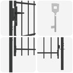 Fence Gate Grey 100 x 200 cm Powder coated steel 42008871