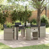 Garden Dining Set 5 pcs Light Grey Poly Rattan 3380707