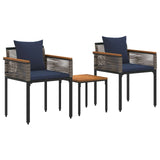 Outdoor Furniture Set Grey and Navy Blue Poly Rattan 42025235