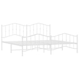 Metal Bed Frame without Mattress with Footboard White 193x203cm 373862