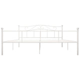 284521 Bed Frame without Mattress White Metal 180x200 cm Super King
